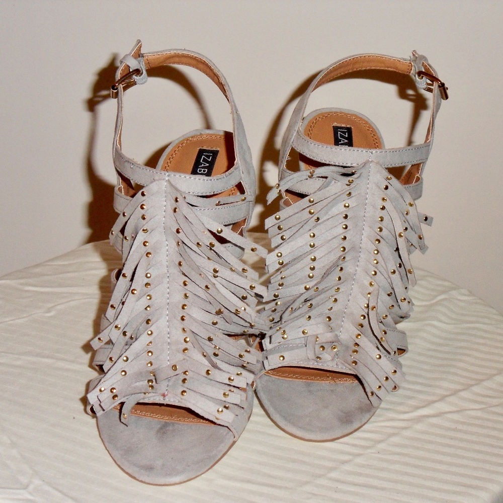 Izabella Rue "Grey"  Suede with Gold Studs